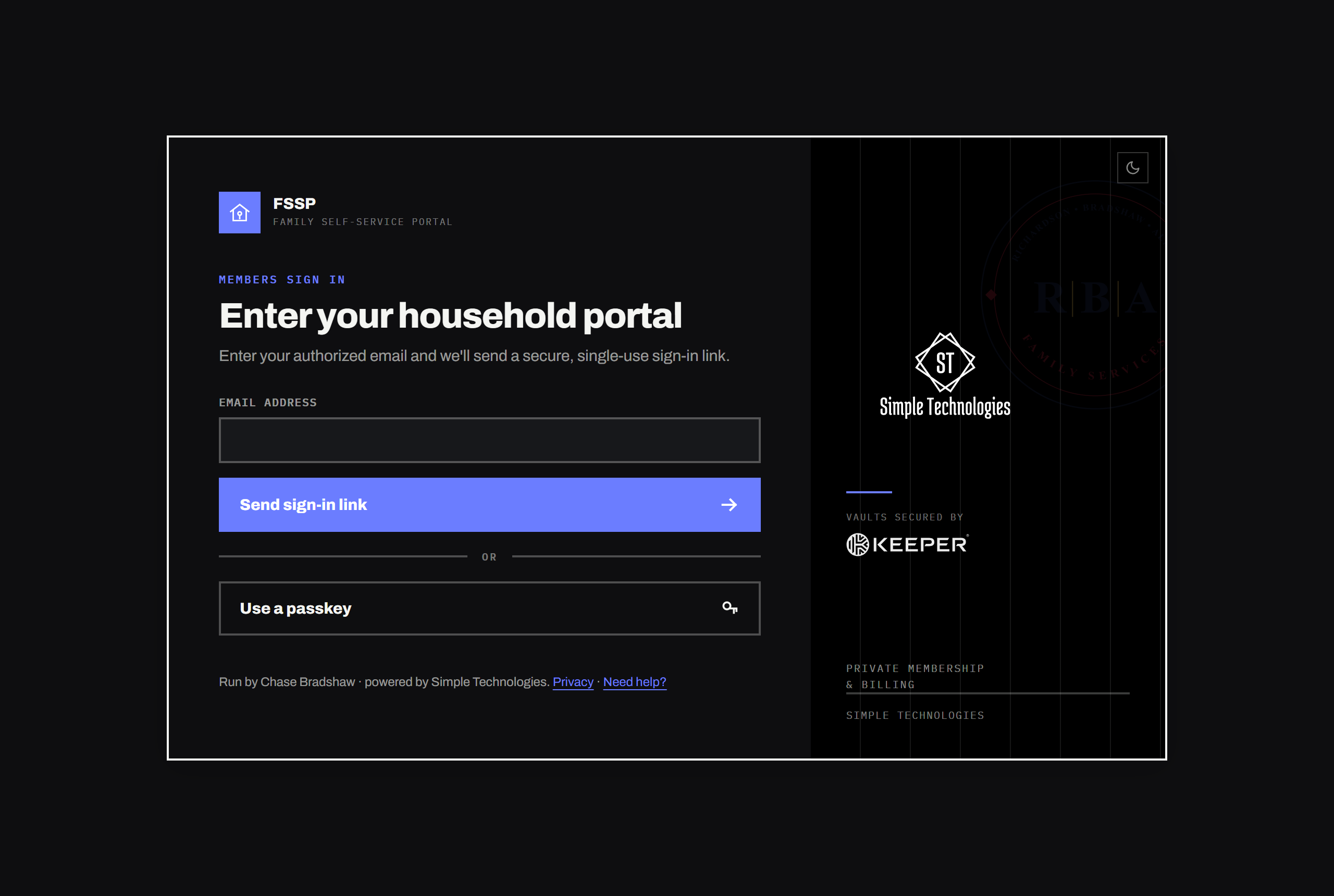 The sign-in screen