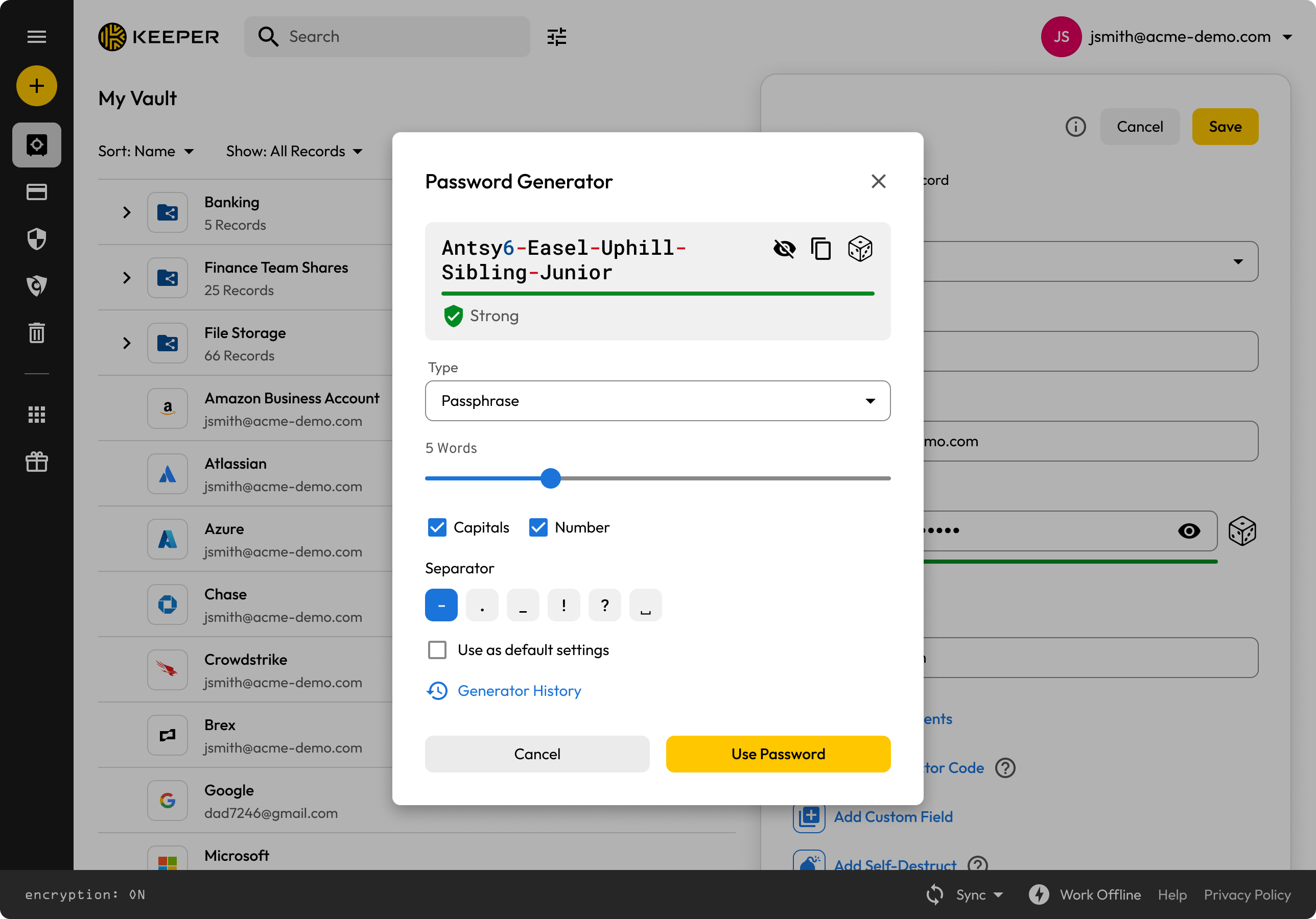 Vault — password generator